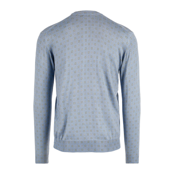 Blue Flower Print Cotton Sweater