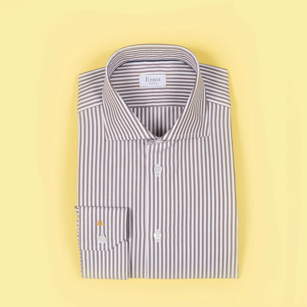 Brown & White Striped cotton Shirt