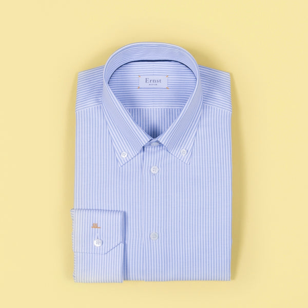 Classic White & Blue Striped Oxford Cotton Shirt