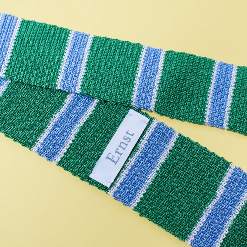 Knitted Green Silk & Linen Tie